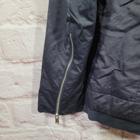 Zara Navy Blue Zip & Button Front Windbreaker Jacket - Picture 13 of 16